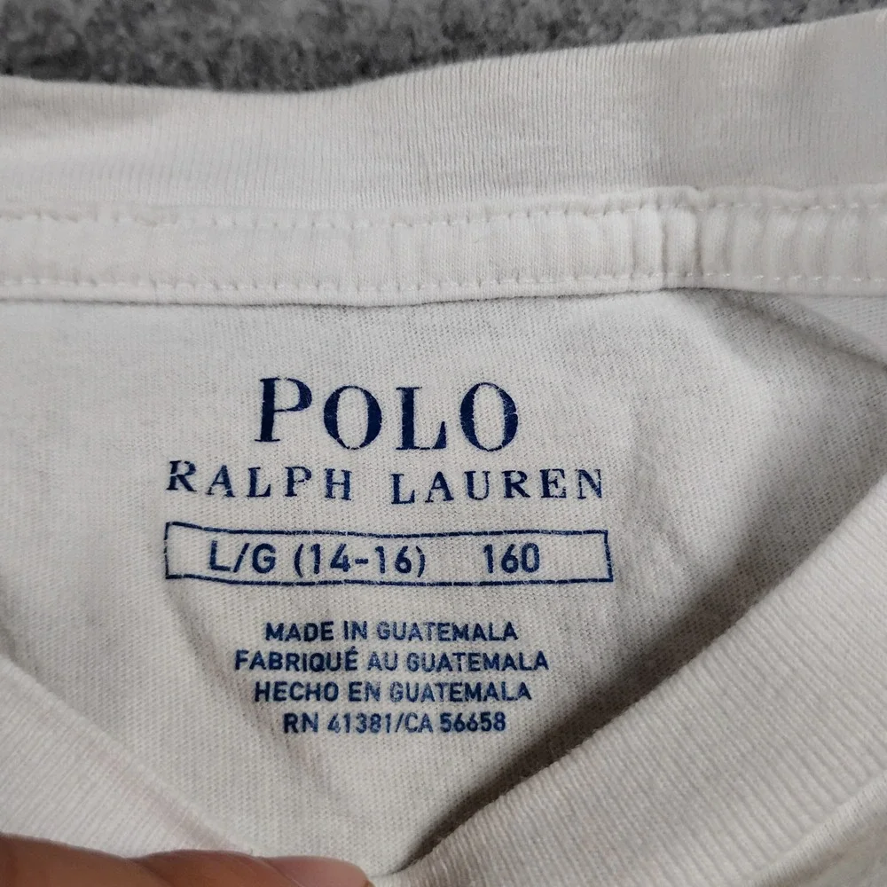 Polo Ralph Lauren Bear Long Sleeve Shirt Youth L 14-16 White Holiday Graphic